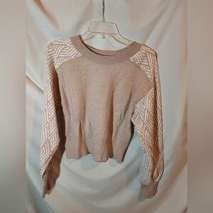 Cynthia Rowley Beige And Cream Cropped Sweater